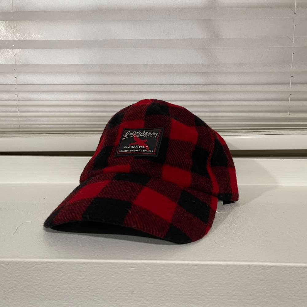 NWT POLO Ralph Lauren WOOL BASEBALL CAP
Strapback Plaid Hat RED BUFFALO CHECK